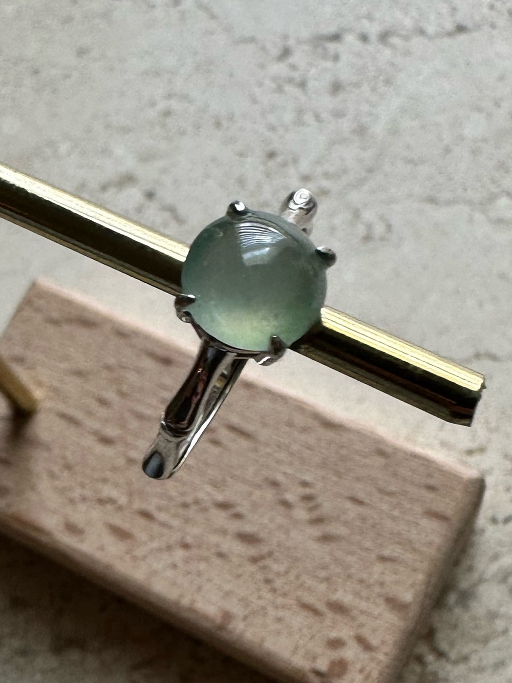 Light Green Icy Burmese Jadeite Jade Ring